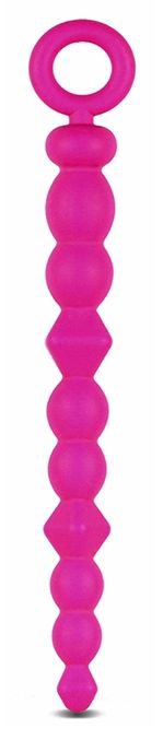 Розовая анальная цепочка-елочка SILICONE BEADS - 24,6 см. - 0