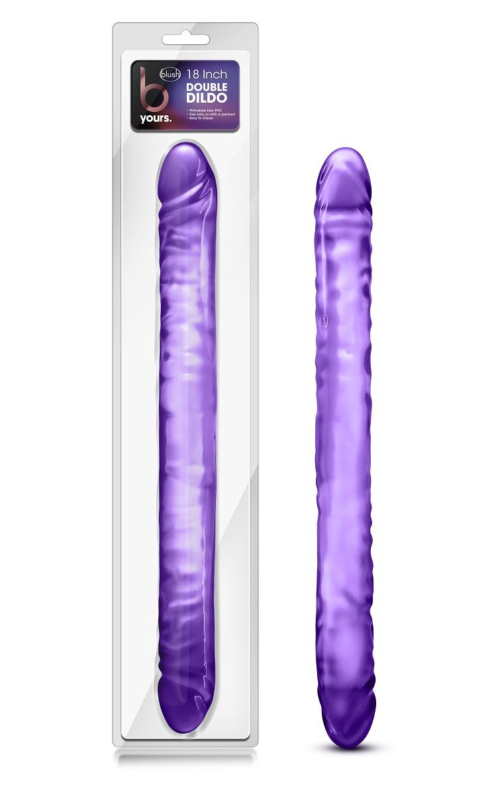 Фиолетовый двусторонний фаллоимитатор 18 inch Double Dildo - 45 см. - 1