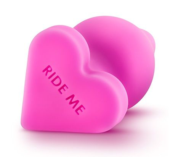 Розовый анальный плаг с основанием-сердечком RIDE ME - 10,6 см. - 1