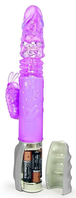 Фиолетовый вибромассажер Butterfly Stroker - 29,8 см. - 2