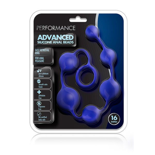 Синяя анальная цепочка 16 Inch Silicone Anal Beads - 40,6 см. - 1