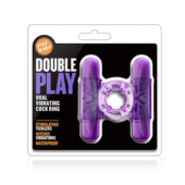 Фиолетовое эрекционное виброкольцо Double Play - 1