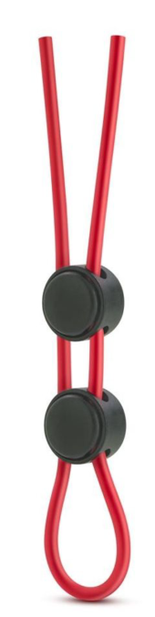 Красное силиконовое лассо на пенис с двумя утяжками Silicone Double Loop Cock Ring - 0