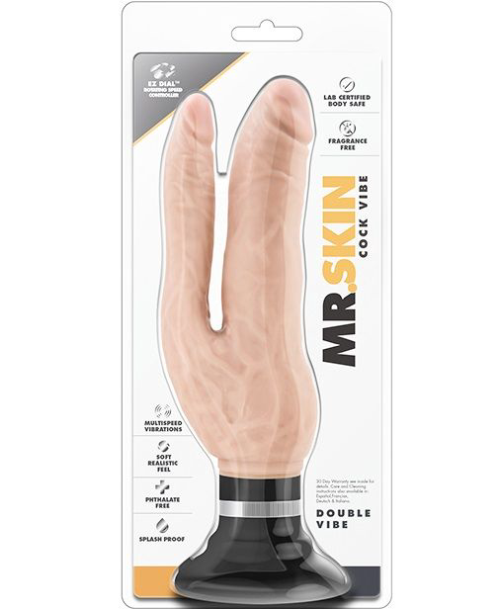Телесный анально-вагинальный вибратор Cock Vibes - Double Vibe - 17,8 см. - 1