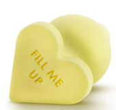 Желтая анальная пробка с основанием-сердечком Naughtier Candy Heart Fill Me Up - 8,9 см. - 2