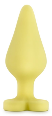 Желтая анальная пробка с основанием-сердечком Naughtier Candy Heart Fill Me Up - 8,9 см. - 0