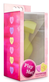 Желтая анальная пробка с основанием-сердечком Naughtier Candy Heart Fill Me Up - 8,9 см. - 3