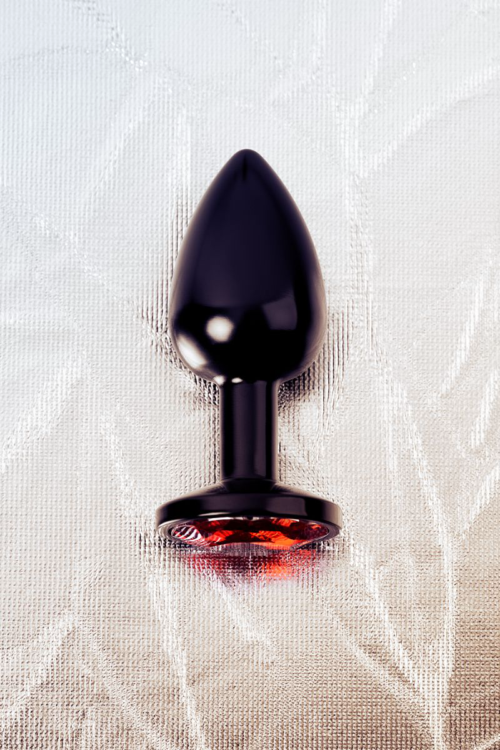 Черный анальный плаг с кристаллом красного цвета - 7,2 см. - 8