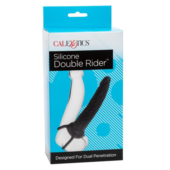 Чёрная насадка на фаллос для двойного проникновения Silicone Double Rider - 14 см. - 2
