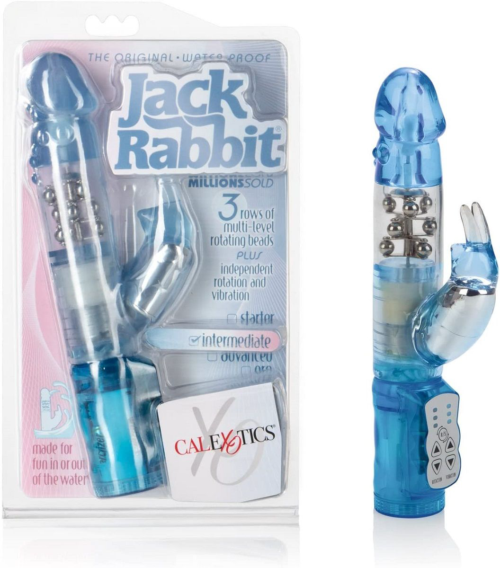 Голубой вибромассажер-кролик Waterproof Jack Rabbit - 24 см. - 1