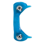 Голубое эрекционное кольцо с 2 виброэлементами Double Dolphin - 1