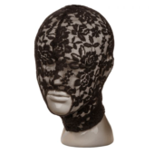 Черный кружевной шлем-маска Lace Hood - 0