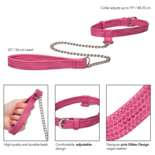 Розовый ошейник с поводком Tickle Me Pink Collar With Leash - 2