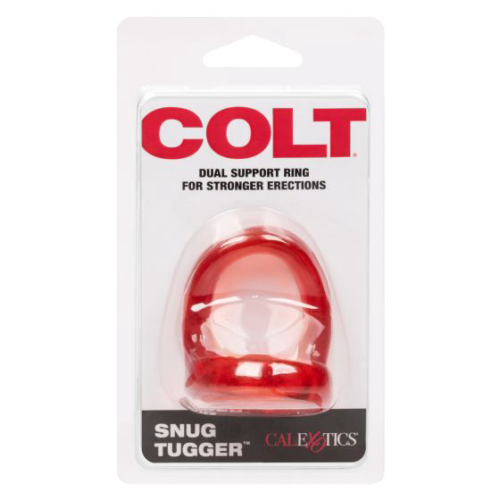Красное эрекционное кольцо с подхватом COLT Snug Tugger - 2
