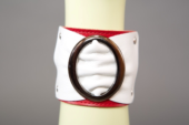 Бело-красный браслет с овальной пряжкой - 0