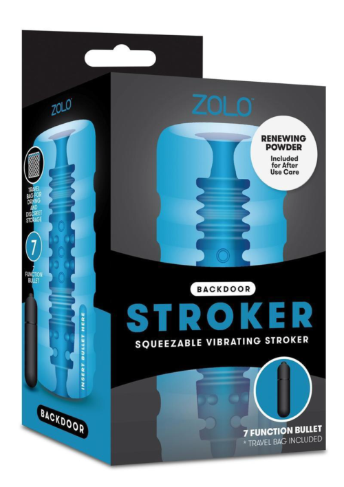 Голубой мастурбатор с вибрацией Zolo Backdoor Squeezable Vibrating Stroker - 2