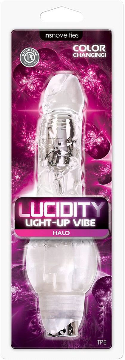 Прозрачный вибратор-реалистик Lucidity Halo Light Up Vibe - 23 см. - 1
