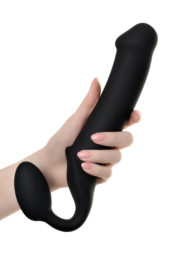 Черный безремневой страпон Silicone Bendable Strap-On XL - 8