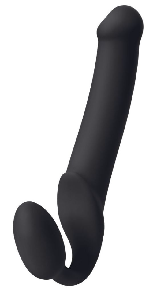 Черный безремневой страпон Silicone Bendable Strap-On XL - 0