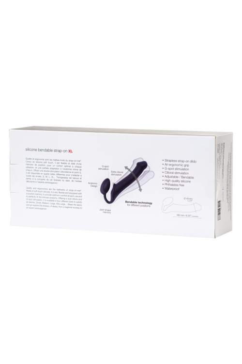 Черный безремневой страпон Silicone Bendable Strap-On XL - 7
