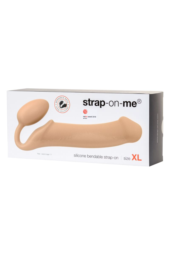 Телесный безремневой страпон Silicone Bendable Strap-On XL - 6