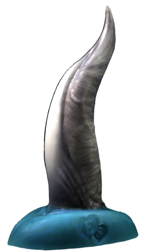 Черно-голубой фаллоимитатор Дельфин small - 25 см. - 0