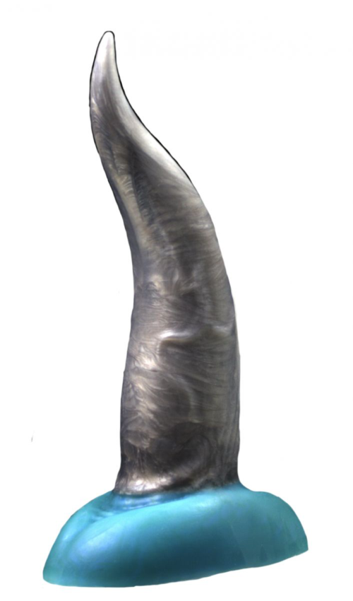 Черно-голубой фаллоимитатор Дельфин small - 25 см. - 1