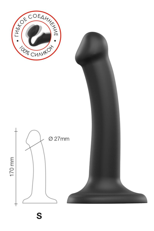 Черный фаллос на присоске Silicone Bendable Dildo S - 17 см. - 8