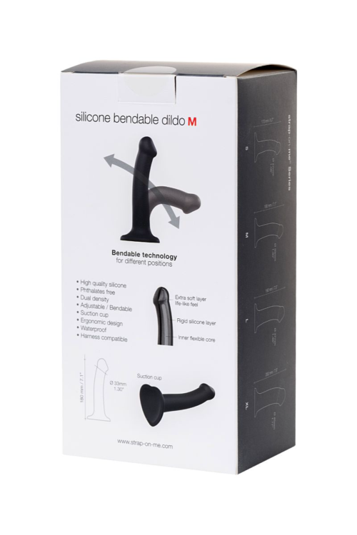 Черный фаллос на присоске Silicone Bendable Dildo M - 18 см. - 11