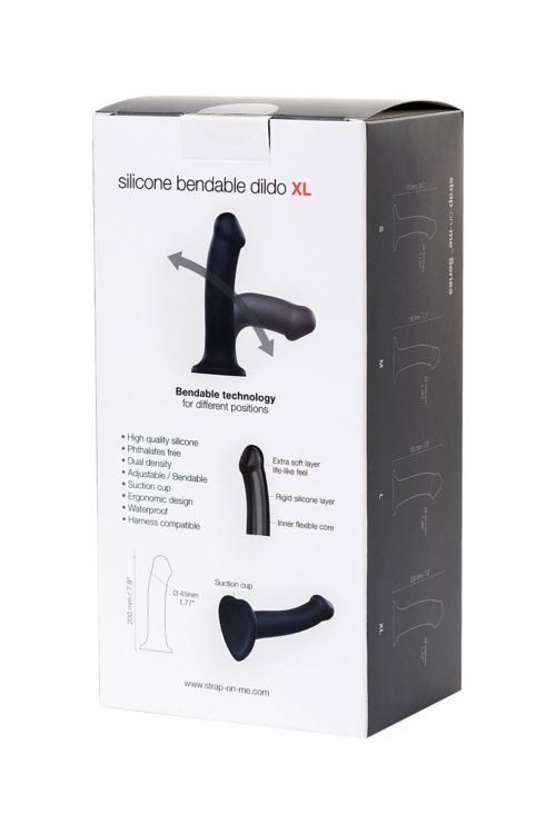 Черный фаллос на присоске Silicone Bendable Dildo XL - 20 см. - 11