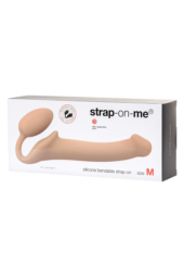 Телесный безремневой страпон Silicone Bendable Strap-On M - 6