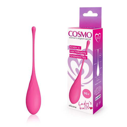 Розовый каплевидный вагинальный шарик со шнурочком - 1
