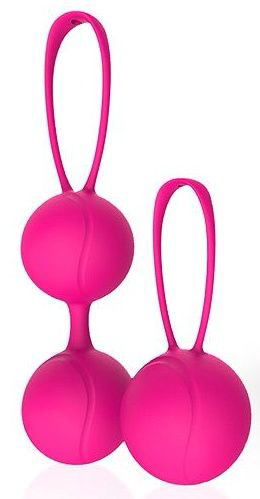 Набор из 2 розовых вагинальных шариков с петельками - 0