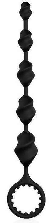 Черная анальная цепочка-елочка с колечком-ограничителем - 23,1 см. - 0