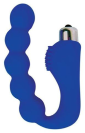 Синий силиконовый анальный вибромассажер-елочка - 0
