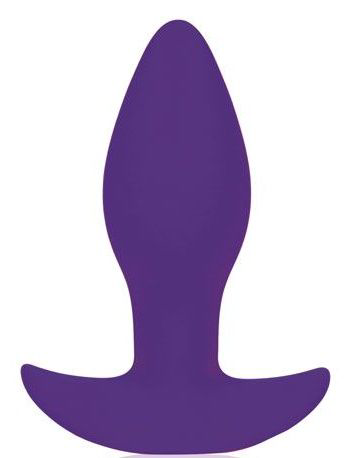 Фиолетовая коническая анальная вибровтулка с ограничителем - 8,5 см. - 0