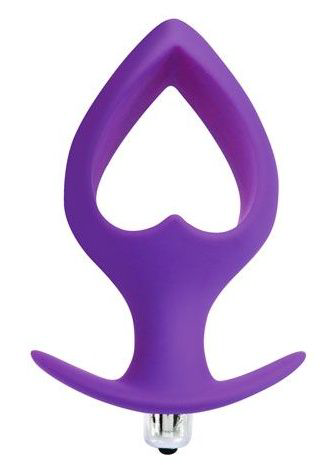 Фиолетовая вибровтулка-сердечко с ограничителем - 10,5 см. - 0