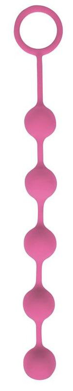 Розовая анальная цепочка с металлическими шариками - 25 см. - 0