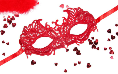 Красная ажурная текстильная маска Андреа - 0