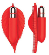 Красный клиторальный стимулятор в виде листика - 12,5 см. - 0