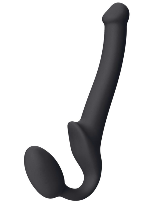 Черный безремневой страпон Silicone Bendable Strap-On S - 0