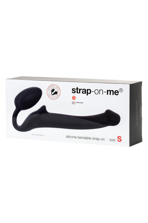 Черный безремневой страпон Silicone Bendable Strap-On S - 5