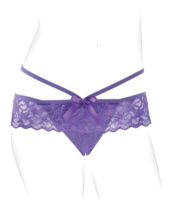 Фиолетовые трусики с вибропулей и пультом Crotchless Panty Thrill-Her - 0