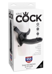 Страпон Harness со съемной чёрной насадкой King Cock 9 - 22,9 см. - 6