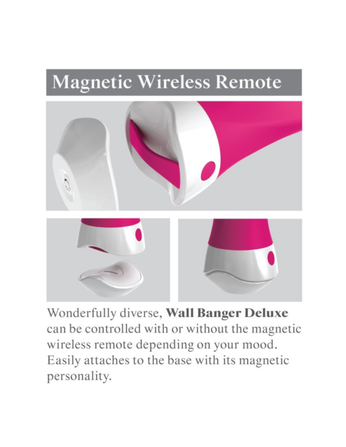 Розовый вибромассажер со сменной присоской Wall Banger Deluxe - 19 см. - 13