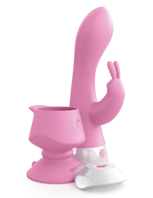 Розовый вибратор-кролик со съемной присоской Wall Banger Rabbit - 19,9 см. - 2