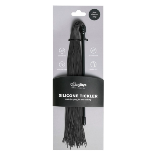 Плеть с черными силиконовыми хвостами Black Silicone Tickler - 45 см. - 1