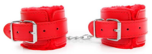 Красные мягкие наручники на регулируемых ремешках - 0