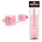 Розовые мягкие наручники на регулируемых ремешках - 1