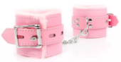 Розовые мягкие наручники на регулируемых ремешках - 0